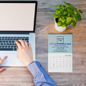 Marque commerciale bleu clair sur le calendrier