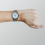 Marque commerciale bleu clair sur montre pour homm<br><div class="desc">Logo de votre entreprise sur arrière - plan bleu clair sur la montre pour hommes. Accessoire que vous pouvez inclure dans vos produits promotionnels, cadeaux ou cadeaux offerts à vos clients ou clients pour annoncer votre entreprise ou promouvoir votre marque. Montre personnalisable que vous pouvez mettre votre logo d'entreprise pour...</div>