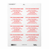 Marque commerciale Red Plain Text sur Étiquette d' (Feuille entière)