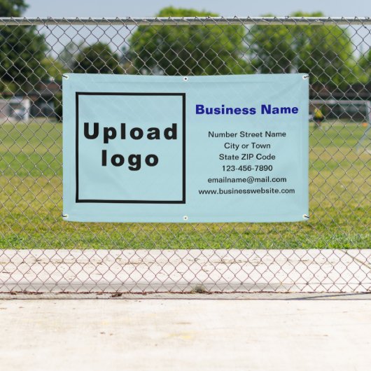 Marque commerciale sur bannière bleu clair (En situation)