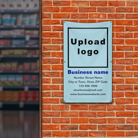 Marque commerciale sur bannière de portrait bleu c