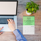 Marque commerciale verte sur calendrier