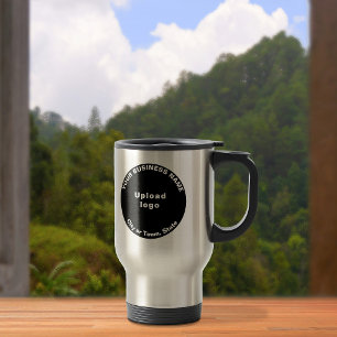 Marque d'affaires ronde noire sur Mug de voyage in