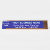 Marque d'affaires sur Bleu Long Desk Nom Plaque (Devant)