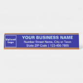 Marque d'affaires sur Bleu Long Desk Nom Plaque (Devant)