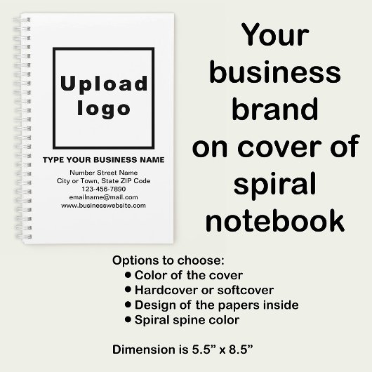 Marque d'affaires sur Carnet à spirale blanche