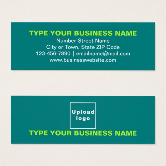 Marque d'affaires sur la mini carte profil verte T (Devant & derrière)