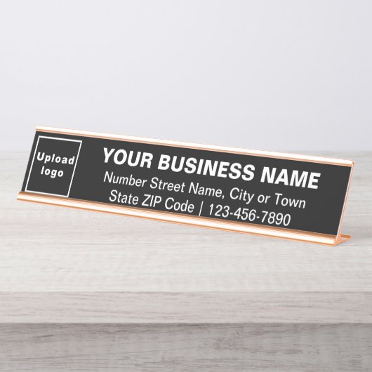 Marque d'affaires sur plaque de nom de bureau long (Devant)