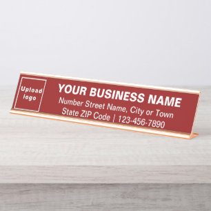 Marque d'affaires sur Red Long Desk Nom Plaque