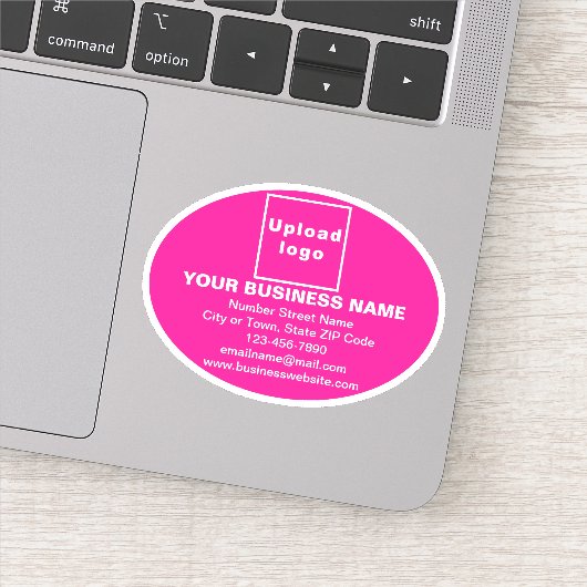 Marque d'affaires sur Sticker en vinyle rose ovale (Détail)