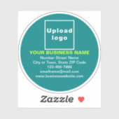 Marque d'affaires sur Sticker Turquoise Vert Rond  (Feuille)