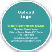 Marque d'affaires sur Sticker Turquoise Vert Rond  (Devant)