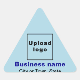 Marque d'affaires sur un autocollant triangle bleu
