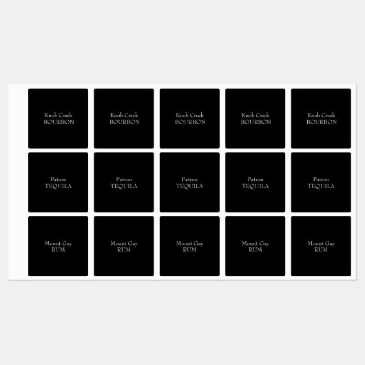 Marque d'alcool noir Étiquettes personnalisés (Feuille)