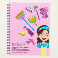 Marque de maison de dessin animé de nettoyage rose