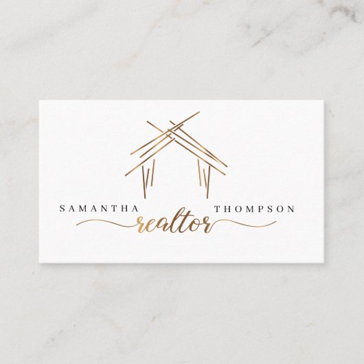 Marque de revendeur avec maison en carte de visite (Devant)