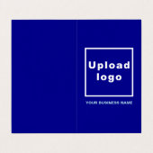 Marque et produit sur Carte de visite plié bleu (Extérieur déplié)