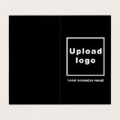 Marque et produit sur le Carte de visite plié noir (Extérieur déplié)