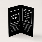 Marque et produit sur le Carte de visite plié noir (Intérieur)