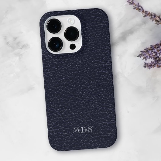 Marque Monogramme en Fausse Peausserie Bleu Minuit