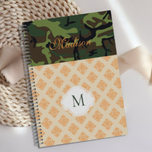 Marque Monogramme Tendance Orange Camouflage Damas