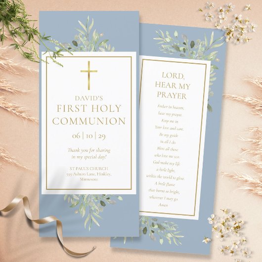 Marque-page de carte de prière de première communi