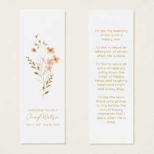 Marque-page de deuil simple de fleur sauvage