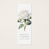 Marque-page de deuil simple rose blanche mémorial (Devant)