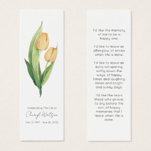 Marque-page mémorial funéraire simple tulipe