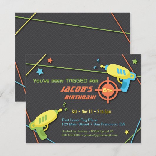 Marqué pour les invitations de fête d'anniversaire (Devant / Derrière)