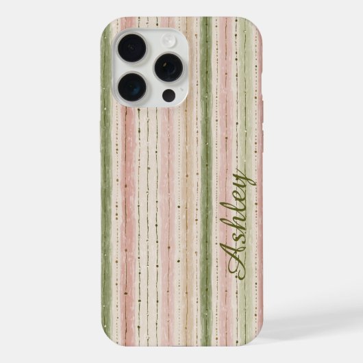 Marque rayée rose vert tendance (Verso)