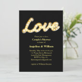 Marquee Lights Couple's Shower Invite Kaart (Staand voorkant)