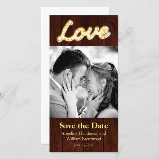 Marquee Lights Enregistrer le Carte photo de date (Devant / Derrière)