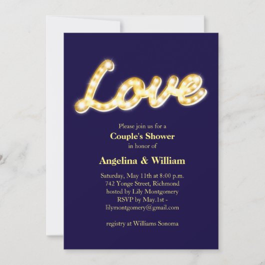 Marquee Lights Invitation de douche de couple (Devant)
