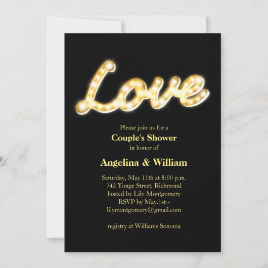 Marquee Lights Invitation de douche de couple (Devant)