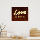 Marquee Lights Love is Sweet-Barn board Poster (Keuken)