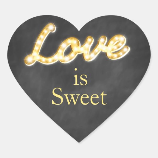  Marquee Lights Love is Sweet-chalkboard Hart Sticker (Voorkant)