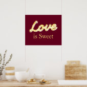 Marquee Lights Love is Sweet - marsala Poster (Keuken)