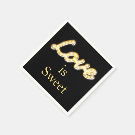 Marquee Lights Love is Sweet Napkin zwart Servetten (Hoek)