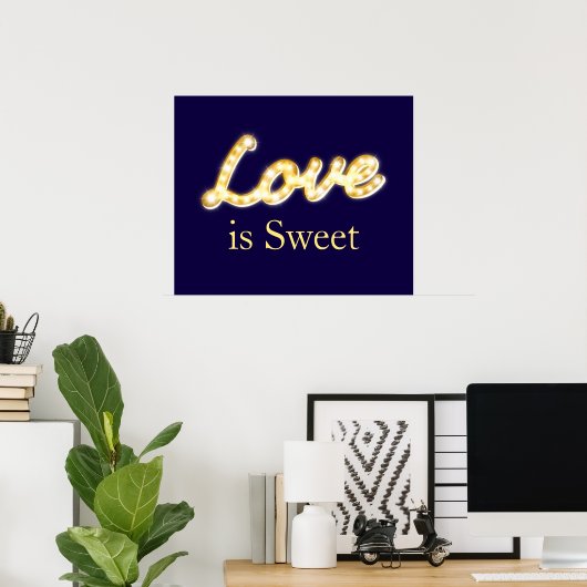 Marquee Lights Love is Sweet Poster - bleu (Bureau à domicile)