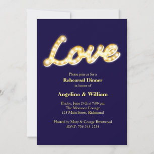 Marquee Lights Rehearsal Dinner Invite Kaart