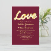 Marquee Lights Wedding Invite - marsala Kaart (Staand voorkant)