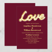 Marquee Lights Wedding Invite - marsala Kaart (Voorkant / Achterkant)