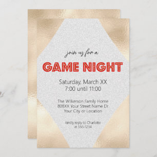 Marquee teken op Gold Game Night Party Kaart