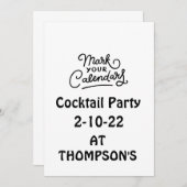 Marquer votre agenda Cocktail party Invitation (Devant / Derrière)