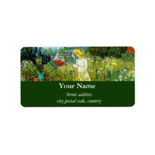Marquerite Gachet in de tuin, Vincent van Gogh. Etiket