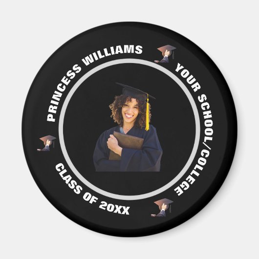 Marques à skis | Magnet de graduation photo noir e (Devant)