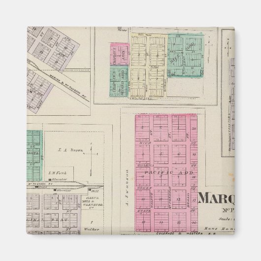 Marquette, Conway, Galva, Elyria, Ames, Kansas Magneet (Voorkant)