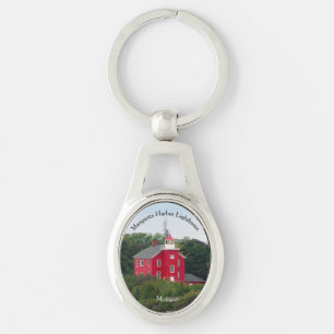 Marquette Harbor Lighthouse metalen sleutelhanger