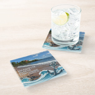 Marquette Harbour Lighthouse, Marquette, Verenigd Glazen Onderzetter